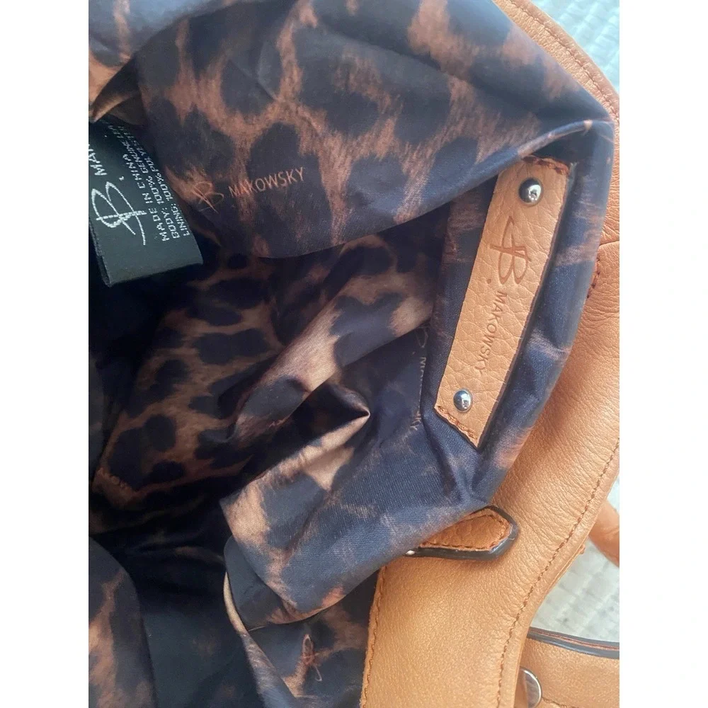 B Makowsky Leather Shoulder Hobo Bag Burnt Orange